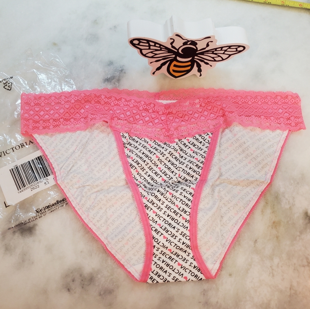 New VICTORIA'S SECRET Logo Lace Waist Brief Panties